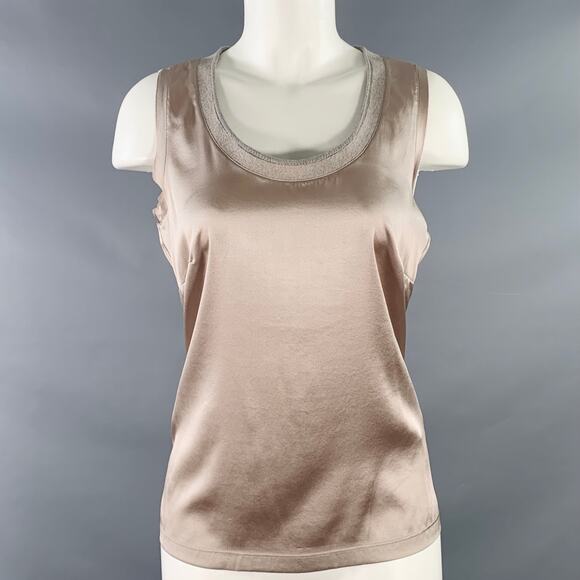 FABIANA FILIPPI Size S Grey Silk Blend Contrast Trim Tank Casual Top - Picture 1 of 7